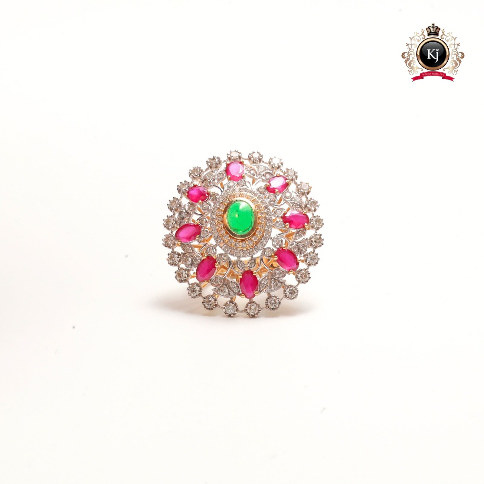 Ratnashree – Emerald, Ruby & Diamond Cocktail Ring