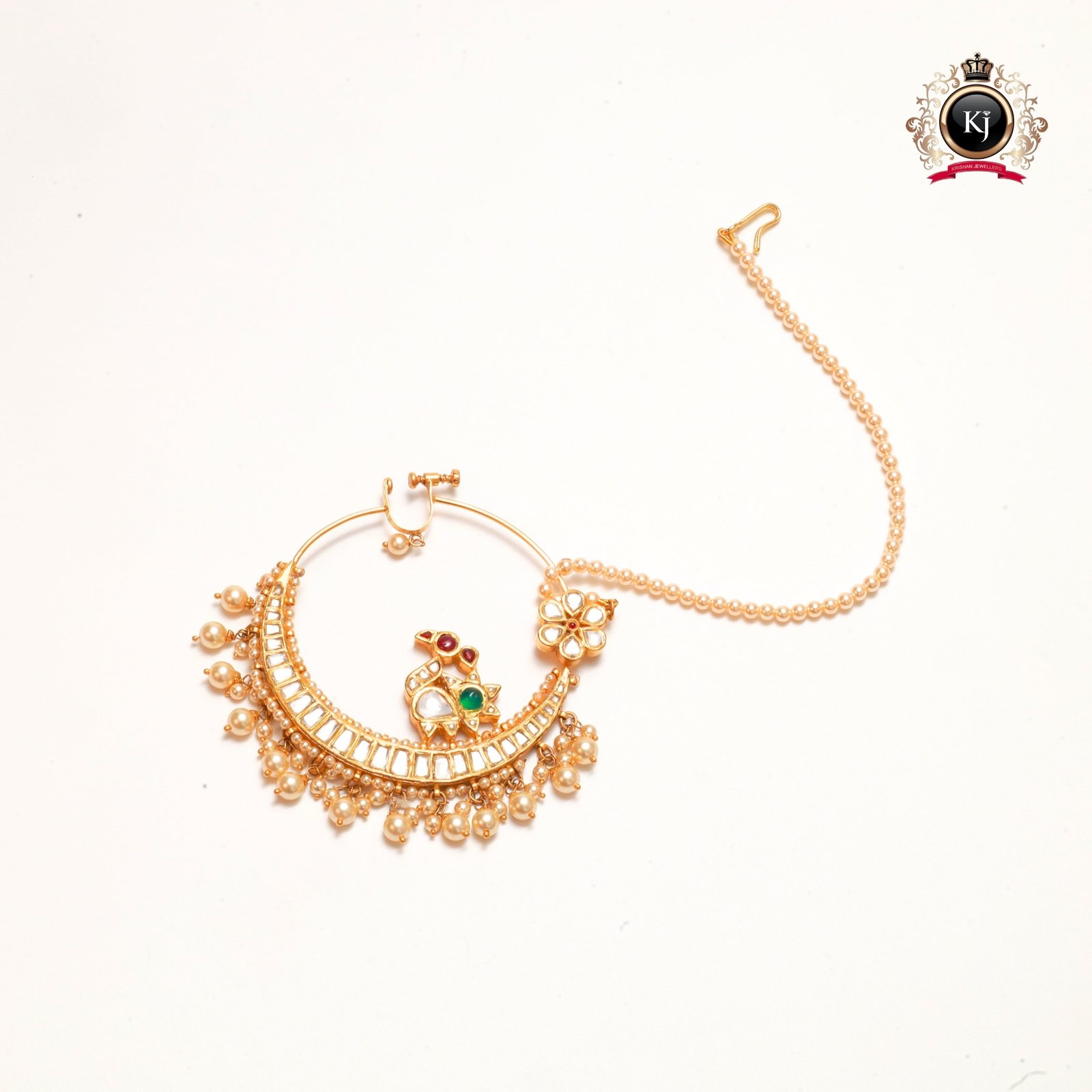 Chand Begum Nath – 22K Gold Kundan Bridal Nose Ring