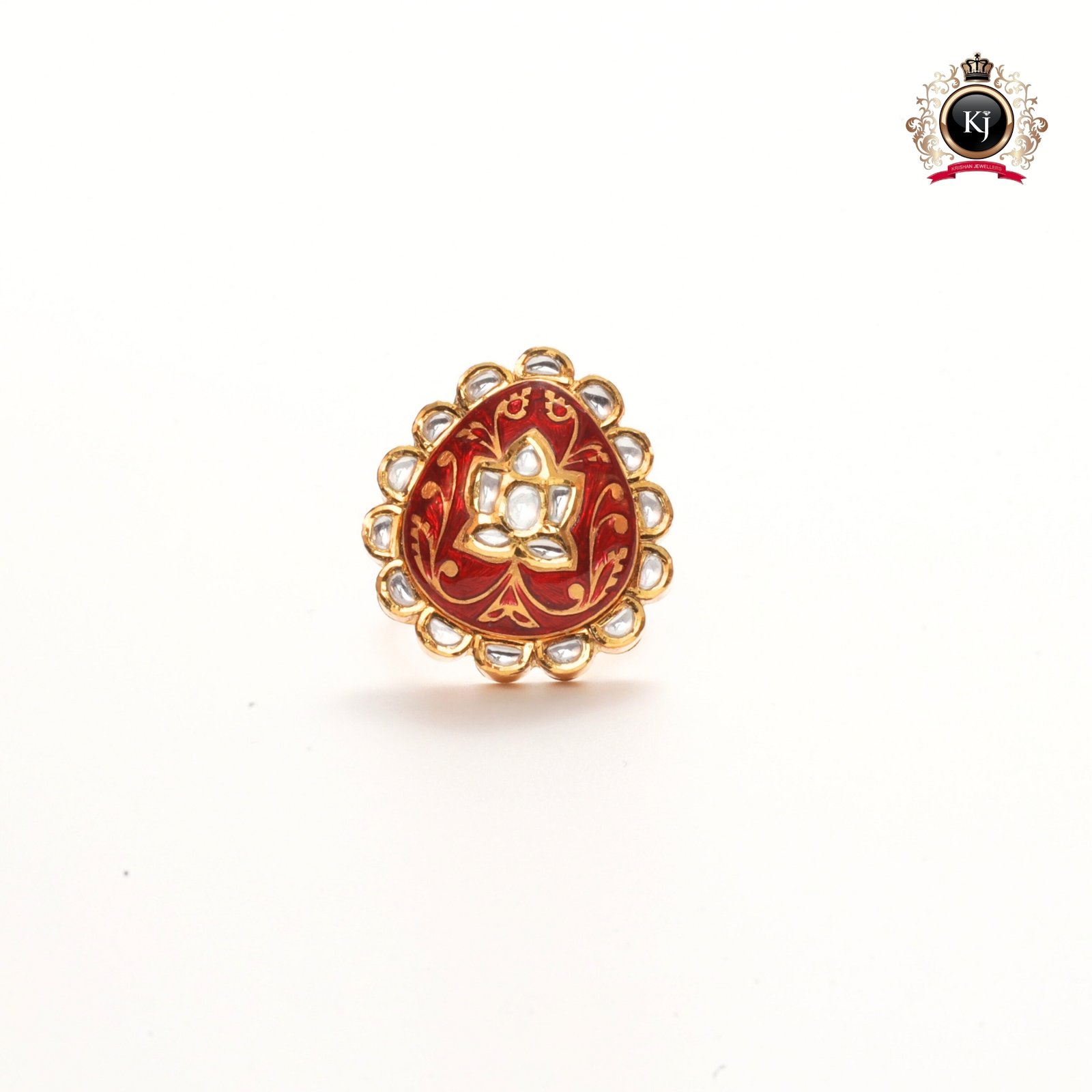 Gul-e-Surkh Ring β 22K Gold Kundan-Polki & Red Meenakari Heritage Ring