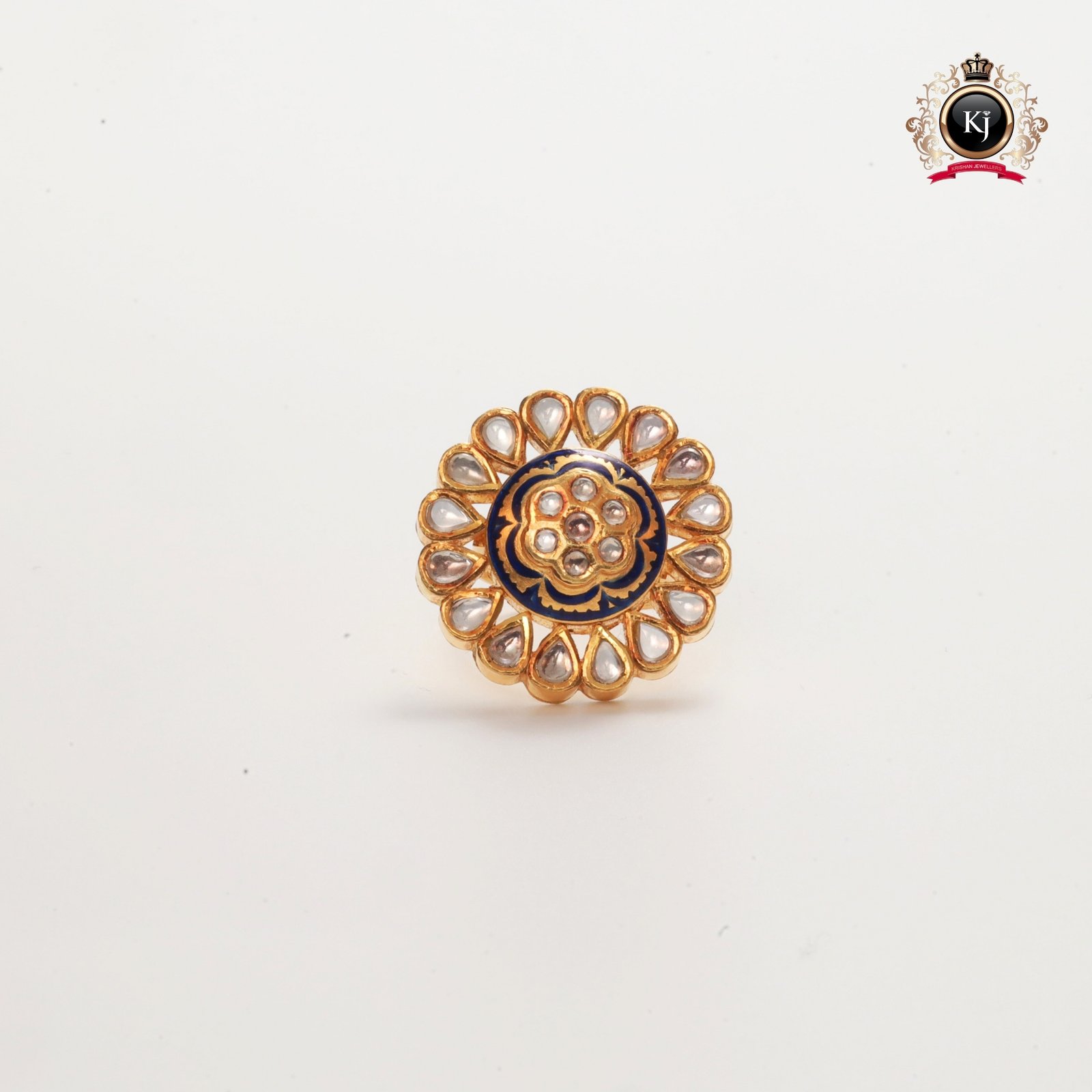 Amrapali Ring – 22K Gold Kundan & Meenakari Heritage Ring
