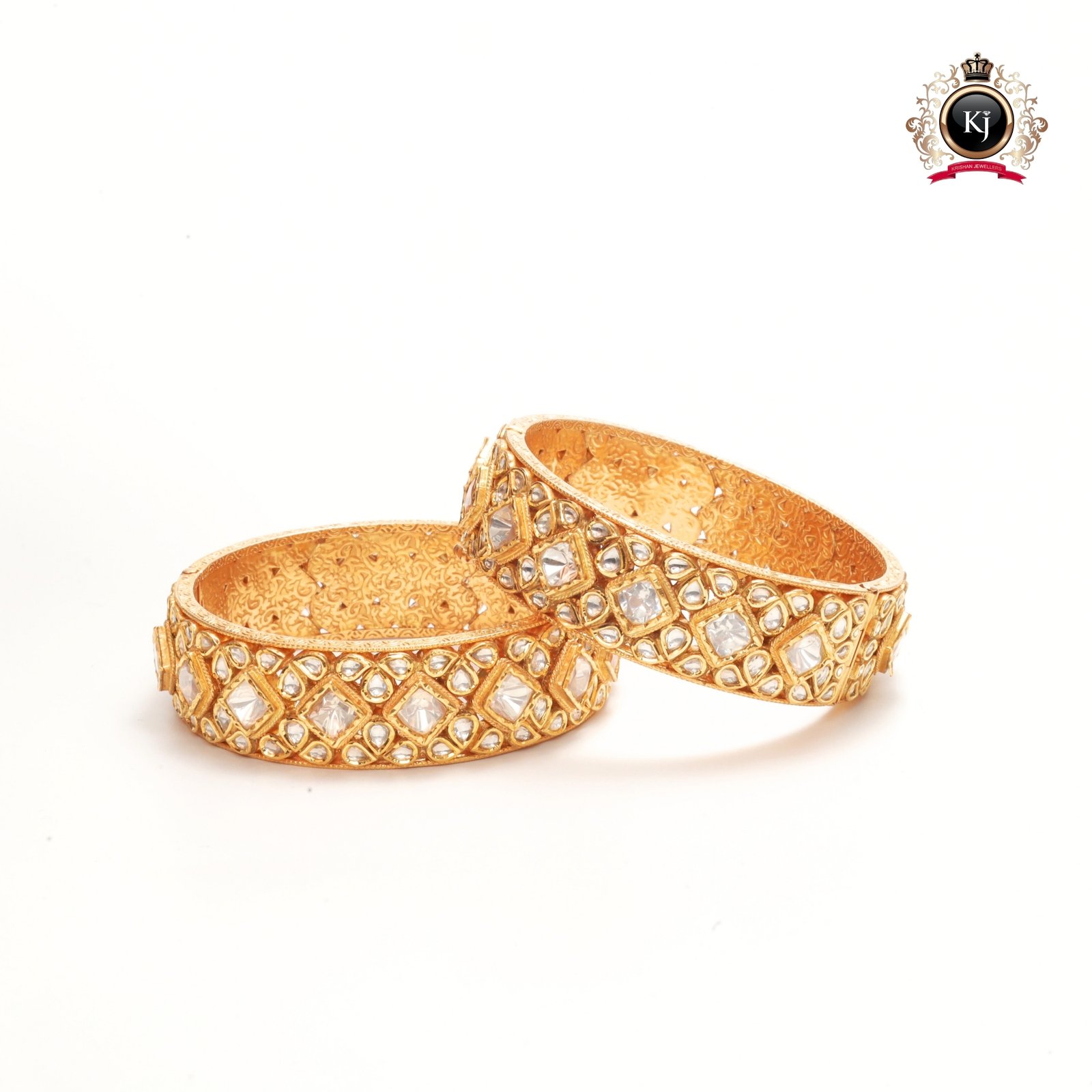 Meherban Kada – 22K Gold Kundan Heritage Bangles (Pair)