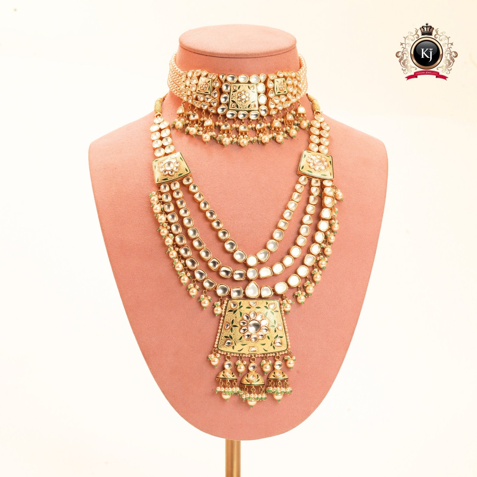 Rajpratap Haar – 22K Gold Kundan Haar with Meenakari & Pearls