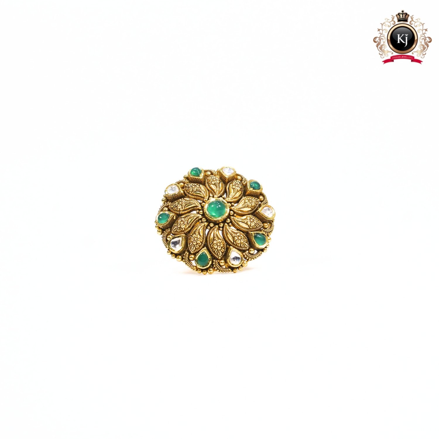 Ratnapriya Ring β 22K Gold Kundan Floral Heritage Ring