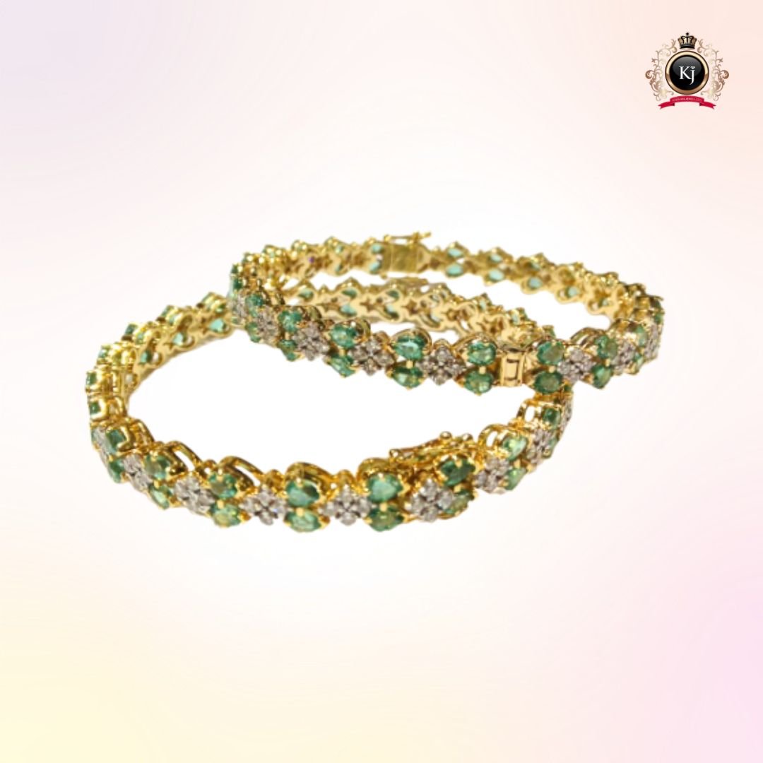 Emerald Harmony – Emerald & Diamond Bangles (Pair)