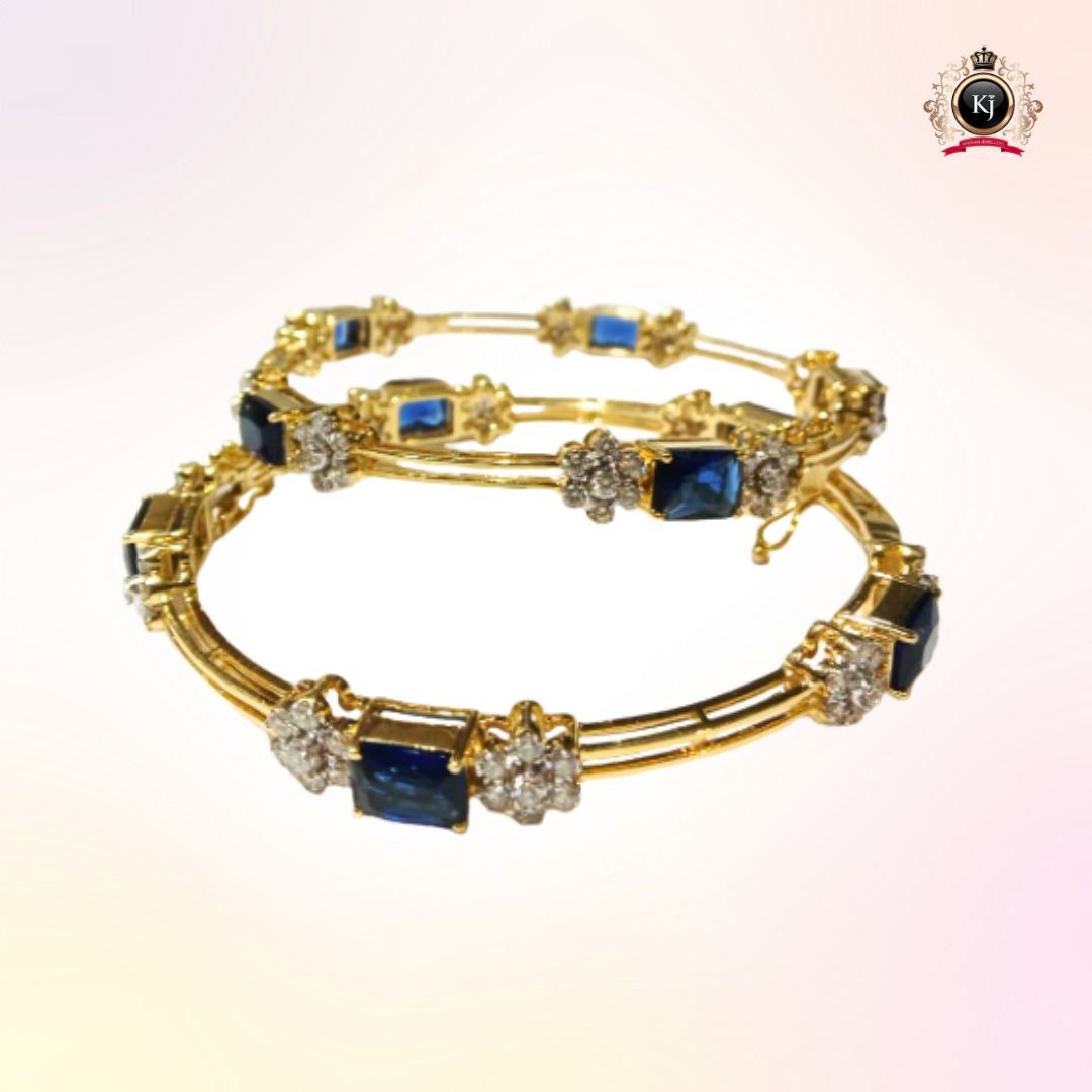 Midnight Bloom – Sapphire & Diamond Bangles (Pair)