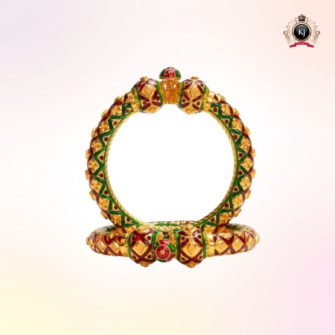 Rajveer Kadas – 22K Gold Meenakari Heritage Kada Pair
