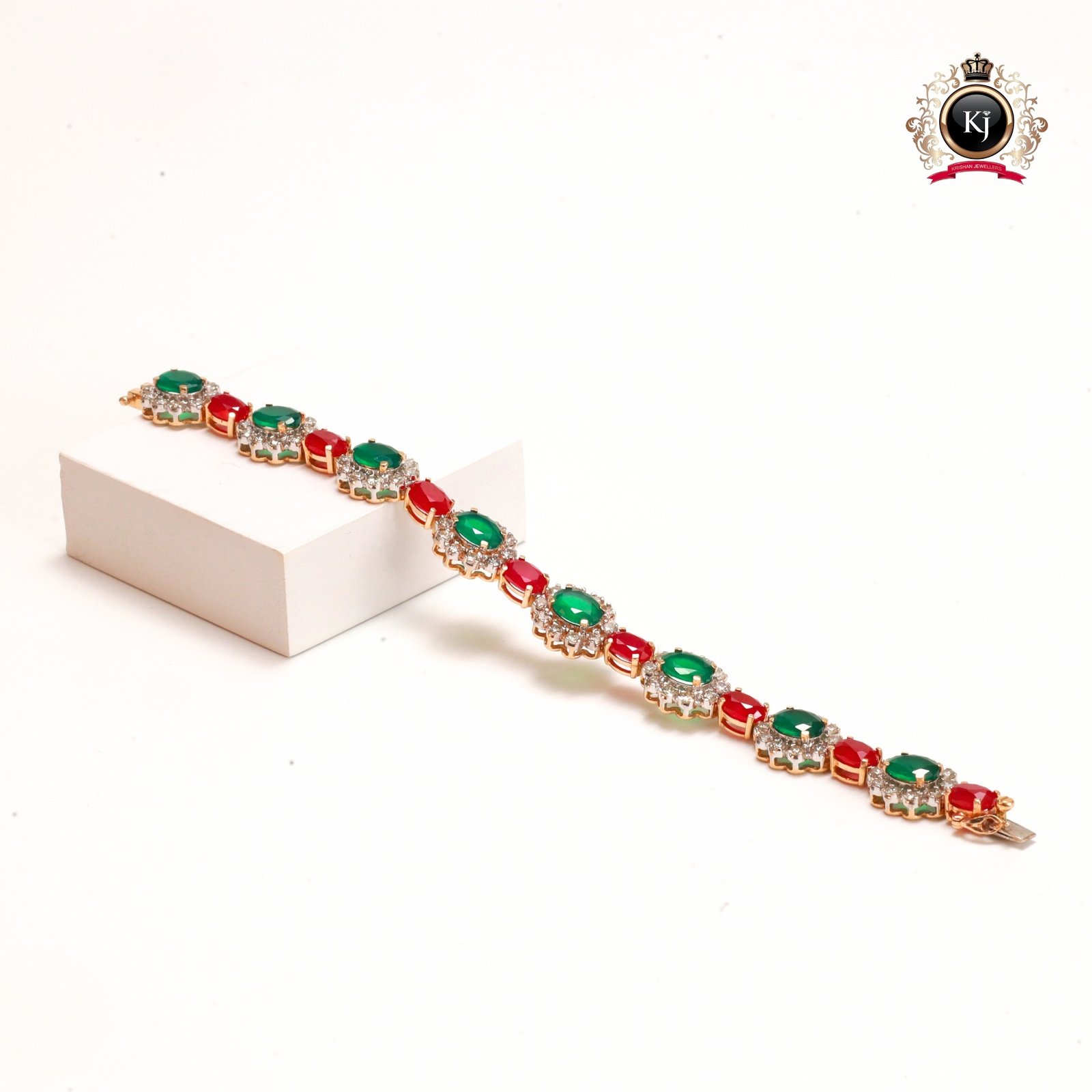 Ruby & Green Diamond Bracelet – Luxury Gold Bracelet